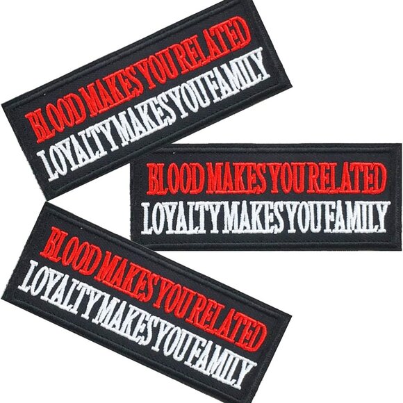 2PCS* BLOOD MAKES YOU RELATED LOYALTY MAKES YOU FAMILY IRON ON PATCH APPLIQUE BA - Picture 4 of 4